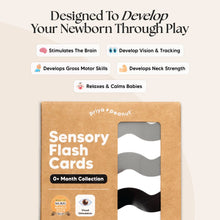Load image into Gallery viewer, Sensory flash cards packaging with text highlighting benefits on a beige background