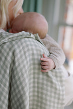 Load image into Gallery viewer, Large Swaddle Muslin - Gingham Sage