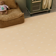 Load image into Gallery viewer, Beige floor mat with subtle pattern, brown chair, and green toy oven in the background.