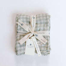 Load image into Gallery viewer, Large Swaddle Muslin - Gingham Sage