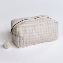 Load image into Gallery viewer, Quilted Washbag - Gingham Beige