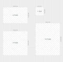 Load image into Gallery viewer, Diagram showing the layout of tiles with dimensions and tile counts.