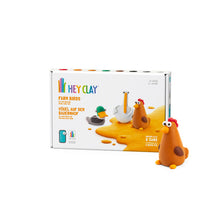 Load image into Gallery viewer, Box of Hey Clay farm birds playset with a chicken figure on a white background