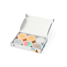 Load image into Gallery viewer, Set of colorful clay pots in a white box on a white background