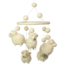 Load image into Gallery viewer, Felt White Sheep Mobile - Handmade