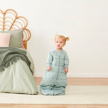 Load image into Gallery viewer, Organic Winter Long Sleeved 2 in 1 Sleeping Suit Bag - Sage 3.5 TOG