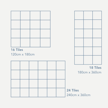 Load image into Gallery viewer, Diagram showing different tile arrangements with dimensions