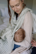 Load image into Gallery viewer, Large Swaddle Muslin - Gingham Sage
