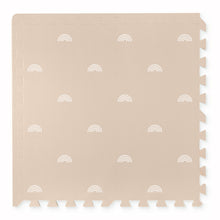 Load image into Gallery viewer, Beige play mat with white rainbow pattern on a white background