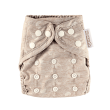 Load image into Gallery viewer, Beige cloth nappy with white press studs on a white background