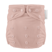 Load image into Gallery viewer, Pink cloth nappy with snap closures on a white background