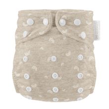 Load image into Gallery viewer, Beige cloth nappy with white button closures and subtle pattern on a white background
