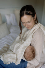 Load image into Gallery viewer, Large Swaddle Muslin - Gingham Beige
