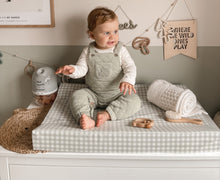 Load image into Gallery viewer, Anti Roll Wedge Baby Changing Mat - Gingham Sage Green
