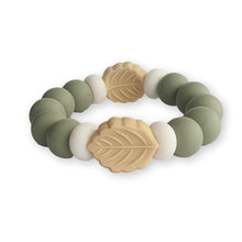 Load image into Gallery viewer, Sage silicone band with leaf-shaped beads on a white background
