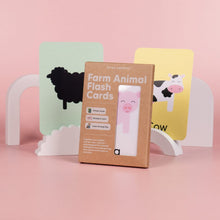 Load image into Gallery viewer, Farm Animal Flash Cards packaging with a pink background
