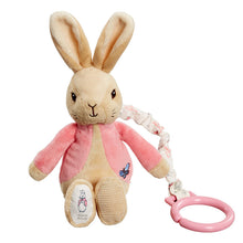 Load image into Gallery viewer, Plush rabbit toy with a pink rattle on a white background
