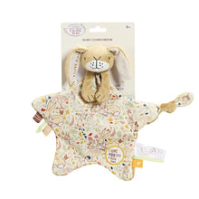 Load image into Gallery viewer, Baby comforter with star-shaped blanket and bunny toy in packaging on a white background
