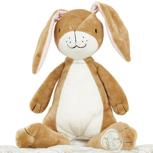 Load image into Gallery viewer, Brown plush bunny toy with white belly on a white background
