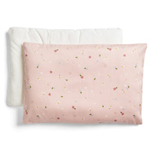 Load image into Gallery viewer, Pink pillowcase with floral pattern on a white background
