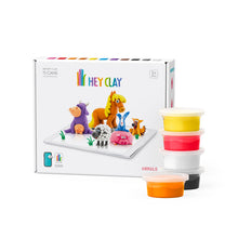 Load image into Gallery viewer, Hey Clay modeling clay set with colorful containers and animal figures on a white background
