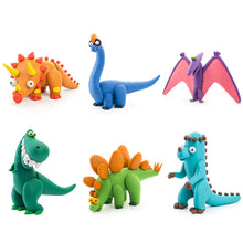 Load image into Gallery viewer, Set of colorful dinosaur figurines on a white background
