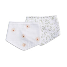 Load image into Gallery viewer, Two baby bibs with floral patterns on a white background
