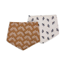 Load image into Gallery viewer, Two baby bibs with patterns on a white background
