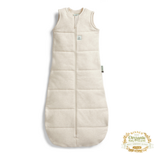 Load image into Gallery viewer, Beige baby sleeping bag with a zipper on a white background
