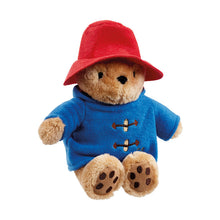 Load image into Gallery viewer, Plush toy bear wearing a red hat and blue outfit on a white background
