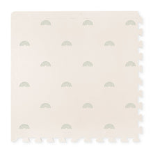 Load image into Gallery viewer, Beige play mat with sage rainbow pattern on a white background
