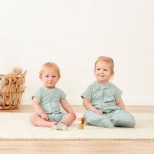 Load image into Gallery viewer, Organic All Year Short Sleeved 2 in 1 Sleeping Suit Bag - Sage 1.0 TOG
