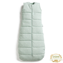 Load image into Gallery viewer, Light green quilted baby sleeping bag with star pattern on a white background
