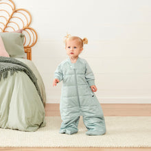 Load image into Gallery viewer, Organic Winter Long Sleeved 2 in 1 Sleeping Suit Bag - Sage 3.5 TOG
