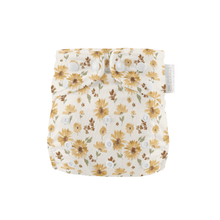 Load image into Gallery viewer, Floral-patterned cloth nappy on a white background
