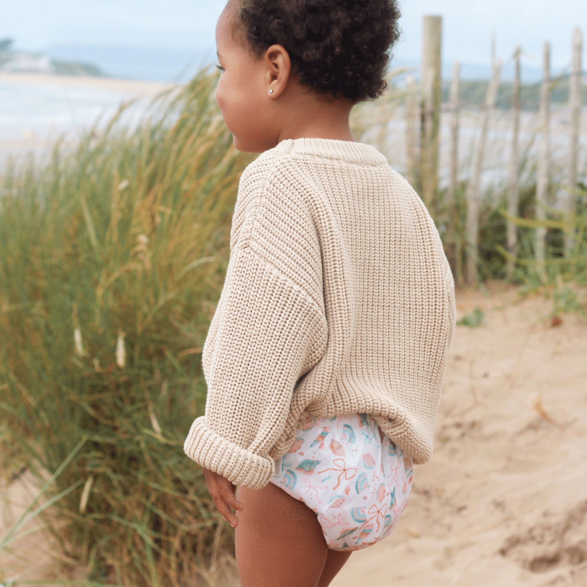 Nappy Loading Image Modern Cloth Nappies | Reusable Swim Nappy - Seashell Belle – Badger ...