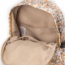 Load image into Gallery viewer, Floral-patterned backpack with beige interior on a white background

