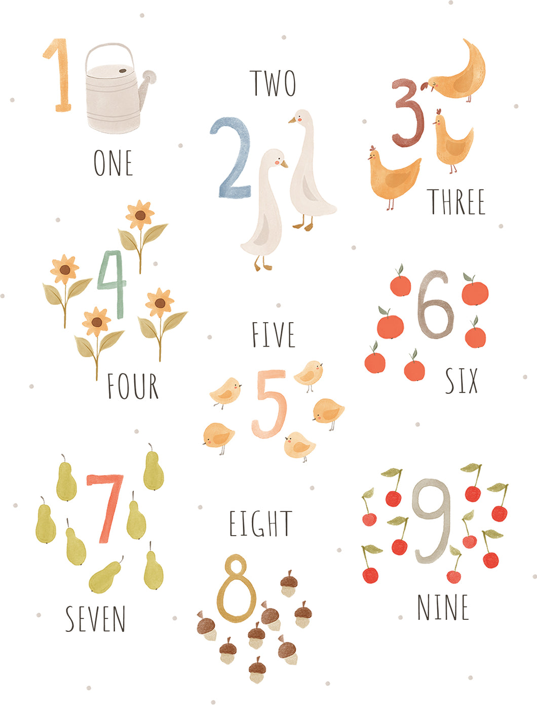 Badger & Burrow Around The Farm Number Print - Unframed